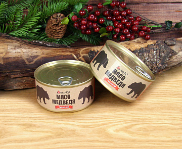 Фото Уценка. Тушеное мясо медведя (мятые банки)